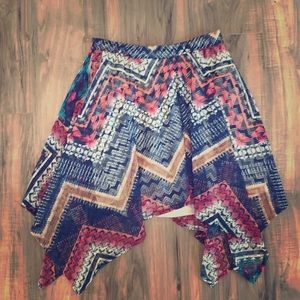 Vanity Multicolor Asymmetrical Hemline Flowy Skirt